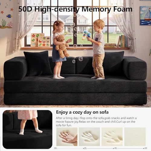 79" Convertible Futon Sofa Bed, Boneless Couch - Image 5