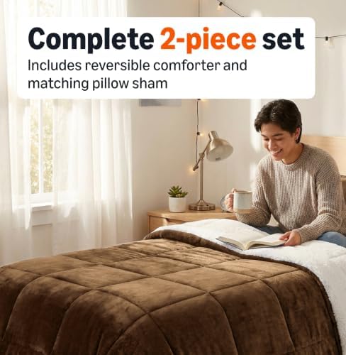 Amazon Basics Reversible Sherpa Comforter Set - Image 3