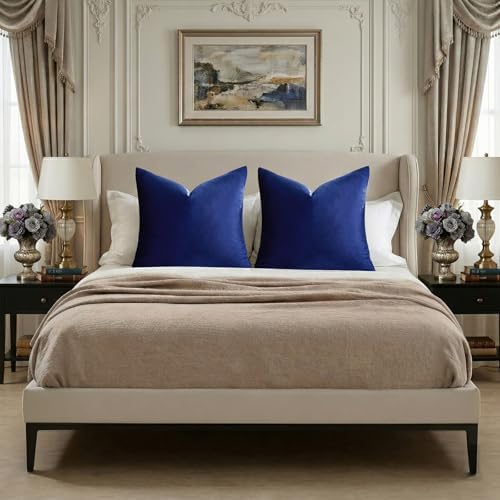 GIGIZAZA Royal Blue Velvet Throw Pillow Covers 20x20 Pack of 2 - Image 6