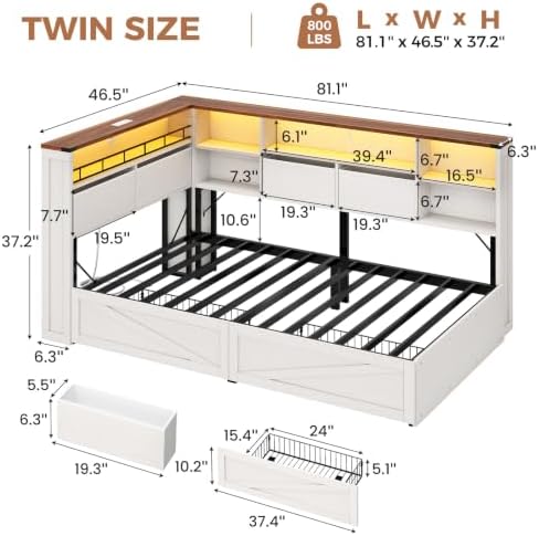 AOGLLATI Twin Corner Bed Daybed - Image 3