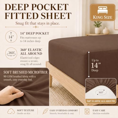 CozyLux King Size Comforter Set Brown - Image 5