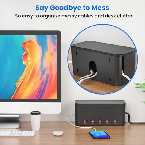 Power Strip with Cable Management Box, Large Cable Organizer Box - Image 4
