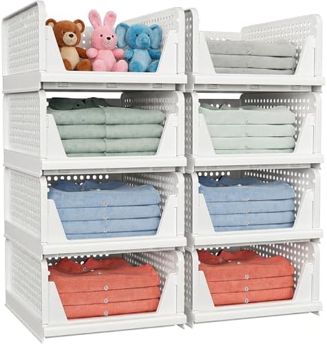 caktraie 4 Pack Stackable Closet Storage Basket - Image 2