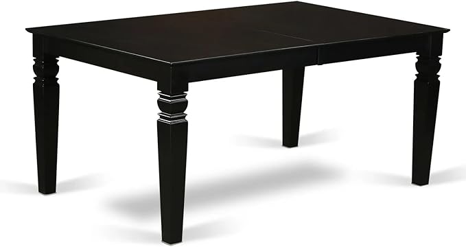 East West Furniture LGX17-BLK-24 -7 Piece Dining Set Includes a Rectangular Kitchen Table with Black Tabletop and 6 Stackable Polyester Fabric Chairs, Black