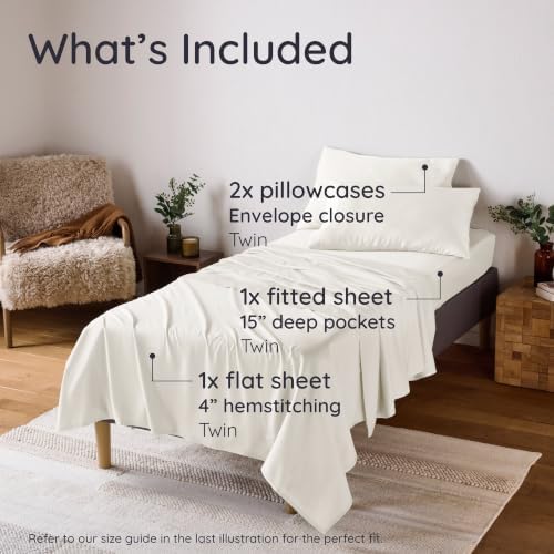 Bambaw 100% Viscose Derived from Bamboo Sheets Twin Size Set – 4-Piece Cooling - Image 2
