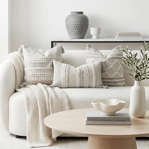 BlissBlush Gray Decorative Lumbar Pillow Cover 14x24, Boho Accent Throw Pillow - Image 3