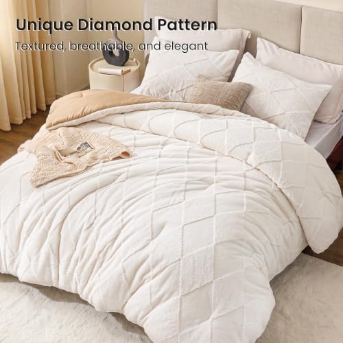 EXQ Home Tufted Diamond Comforter Set Queen, 3 Pieces Bed Set - Image 3