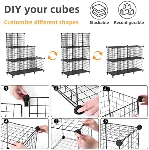 AWTATOS Wire Cube Storage, Closet Organizer, 6 Cube Storage Shelf - Image 5