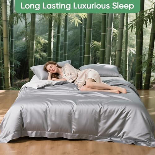100% Bamboo Viscose & Lyocell Tencel Sheets Set King Size，Cooling & Silky Soft - Image 3