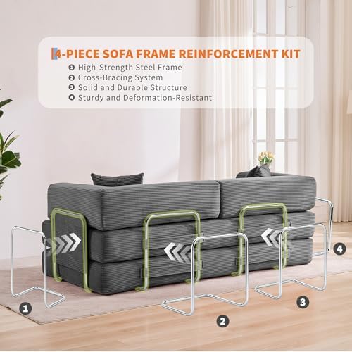 5-in-1 Convertible Sleeper Sofa Bed - Image 2