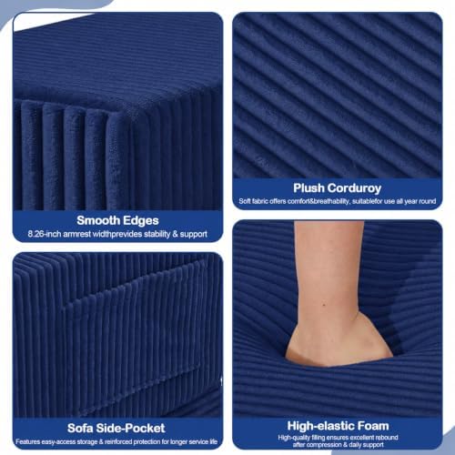 2 in 1 Convertible Boneless Couch Bed, Corduroy futon Sofa Bed, Compression - Image 6