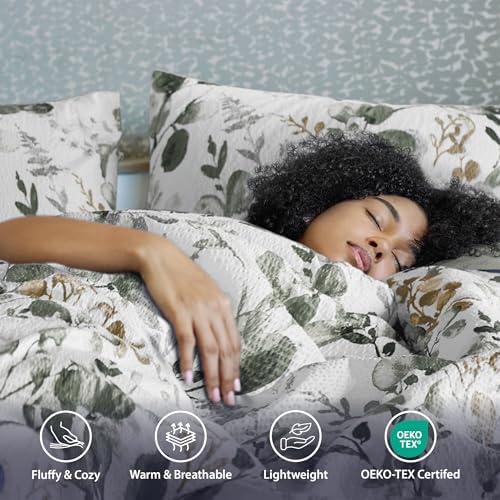 Lightweight Seersucker Botanical Comforter Set Twin Size, 2 Pieces Reversible - Image 5