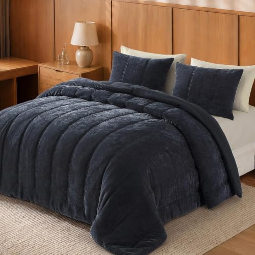 Chenille Full Size Comforter Sets-Cozy Warm Velvet Bedding Set by BLOOMHAVEN