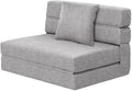 ANONER Folding Sleeper Chair Sofa Bed Lazy Couch with Pillow, Twin Size, Light Gray