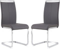 Dining Chairs Set, Kitchen Modern Metal Chairs with Faux Leather Padded Seat High Back and Sturdy Chrome Legs, Chairs for Dining Room (Grey, Set of 2)