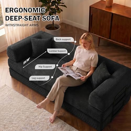 79" Convertible Futon Sofa Bed, Boneless Couch - Image 6