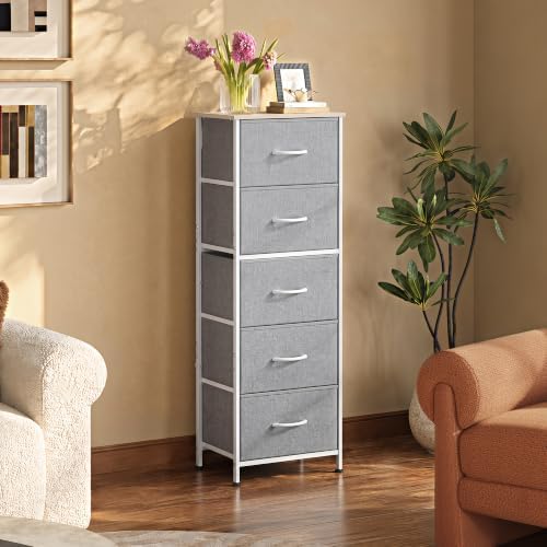 WLIVE Tall Dresser for Bedroom, 5 Drawer Dresser, Light Grey - Image 4