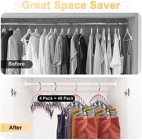 Legging Organizer for Closet, Metal Yoga Pants Hangers 4 Pack w/10 Clips Holds - Image 2