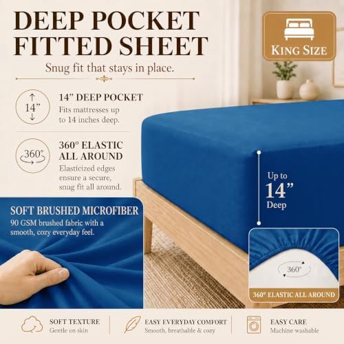 CozyLux King Size Comforter Set Classic Blue- 7 Pieces Bed in a Bag - Image 5