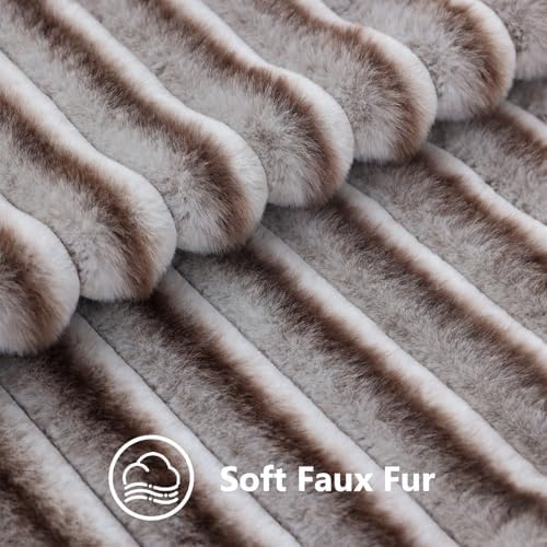 decorUhome Fall Faux Fur Throw Pillow Covers 12x20 Set of 2 Brown White - Image 3