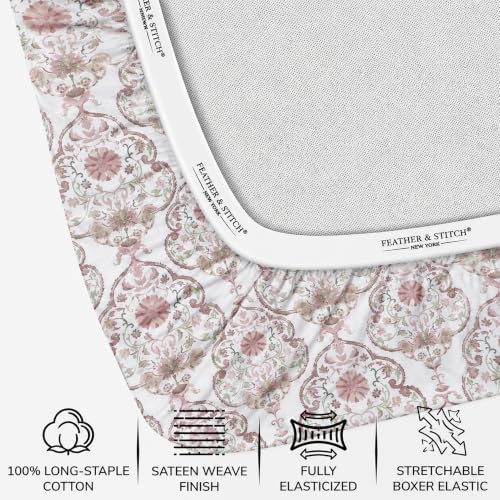 Feather & Stitch 100% Cotton Sateen 500 TC Cal King Size Bed Sheet Set - Image 3