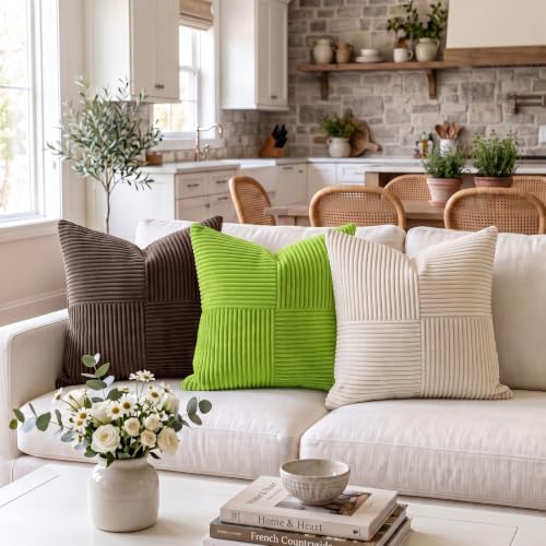 Fancy Homi Set of 1 Lime Green Square Decorative Throw Pillow Covers 22x22 Inch - Image 2