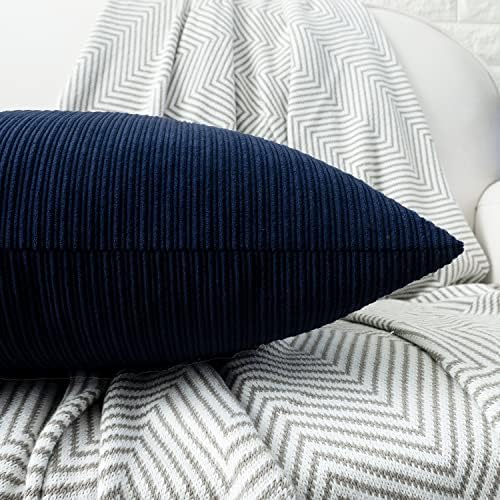 HWY 50 Navy Blue Chenille Throw Pillow Covers 18x18 Inch Buttons Pack of 2 - Image 5