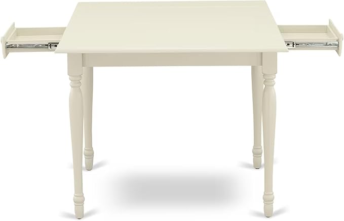 East West Furniture MZAV5-LWH-W 5 Piece Dinette Set for 4 Includes a Rectangle Dining Room Table with Dropleaf and 4 Dining Chairs, 36x54 Inch, Linen White