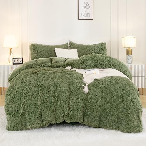 Andency Sage Green Twin Comforter Set, Fluffy Faux Fur Warm Bedding Set - Image 5