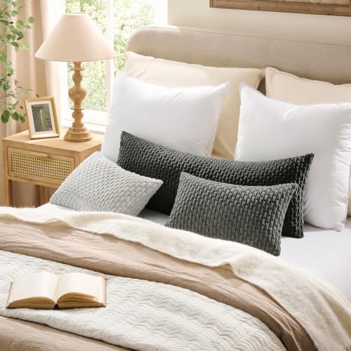 Kevin Textile Soft Corduroy 12"x20" Lumbar Pillow Cover 1 Pack, Light Grey - Image 5