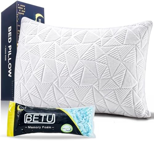 BETU Cooling Pillow Queen Size, Shredded Memory Foam Pillow by BETU