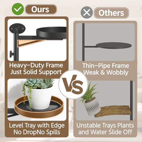 LASZOLA Rotating Plant Hangers Shelves Wall Mounted Indoor, 3 Tiers Black - Image 4