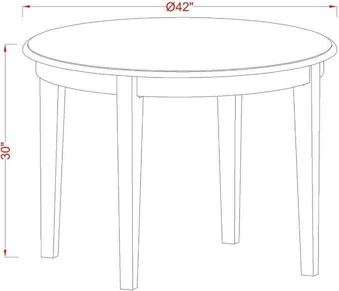 East West Furniture BOST3-LWH-LC 3 Piece Modern Dining Table Set Contains a Round Kitchen Table and 2 Faux Leather Kitchen Dining Chairs, 42x42 Inch, Linen White