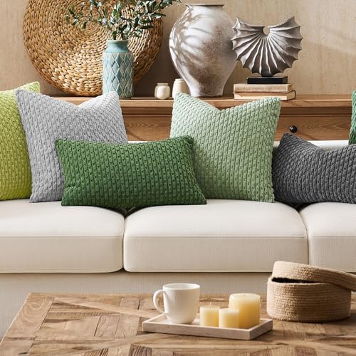 Kevin Textile Soft Corduroy 12"x20" Lumbar Pillow Cover 1 Pack, Moss Green - Image 7