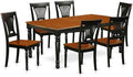 East West Furniture DOPL7-BCH-W 7 Piece Dining Table Set Consist of a Rectangle Dining Room Table with Butterfly Leaf and 6 Wooden Seat Chairs, 42x78 Inch, Black & Cherry