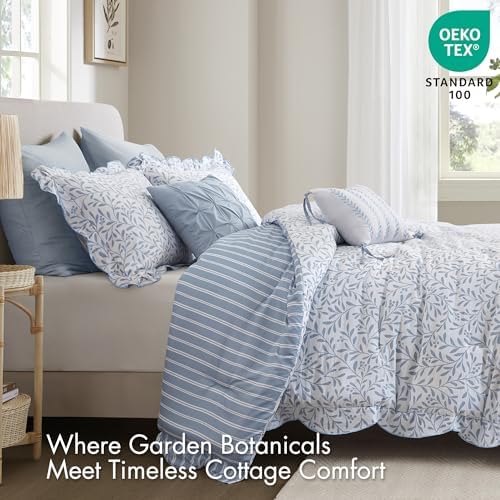 Madison Park Blue Floral Comforter Set Queen - Image 2