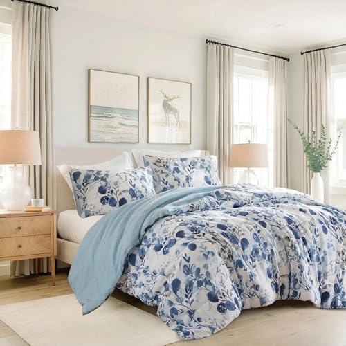 Lightweight Seersucker Botanical Queen Size Comforter Set, 3 Pieces Reversible by REGENCYHEIGHTS