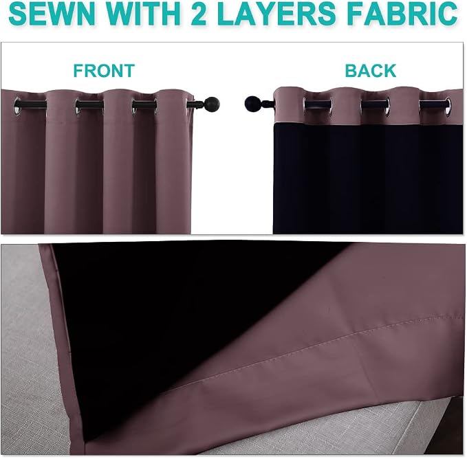 NICETOWN Full Shading Curtains 90 inches Long 2 Panels Set - Image 5