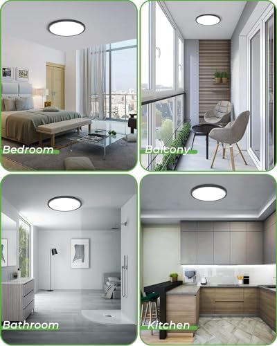 zemty 12 Inch Black Ceiling Light - 28W 3200lm LED Ceiling Light Flushmount - Image 3