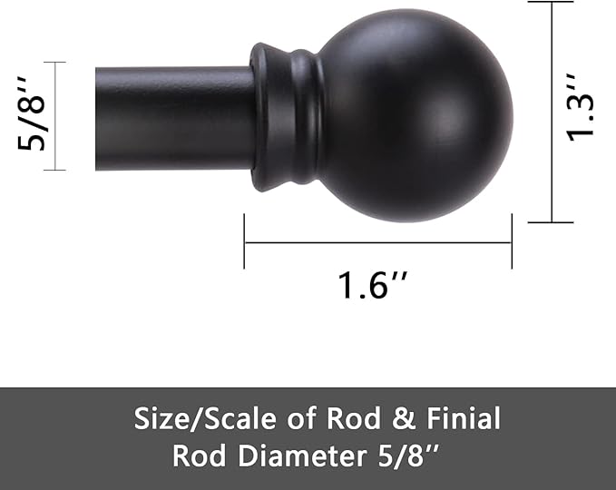 GXOACKJ Curtain Rods for windows 66-120 inch, 5/8 inch Decorative Matte Black - Image 5