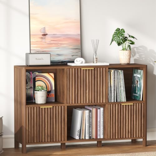 6 Cube Storage Organizer Fluted Bookcase by Unknown