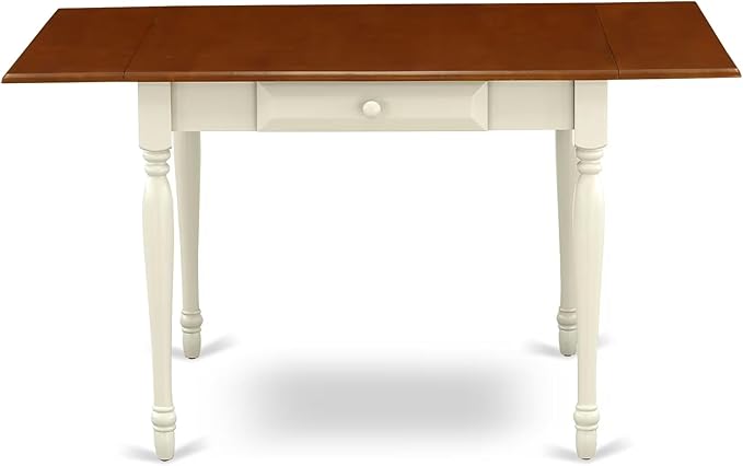 East West Furniture MZNI3-WHI-W 3 Piece Modern Dining Table Set Contains a Rectangle Wooden Table with Dropleaf and 2 Kitchen Dining Chairs, 36x54 Inch, Buttermilk & Cherry