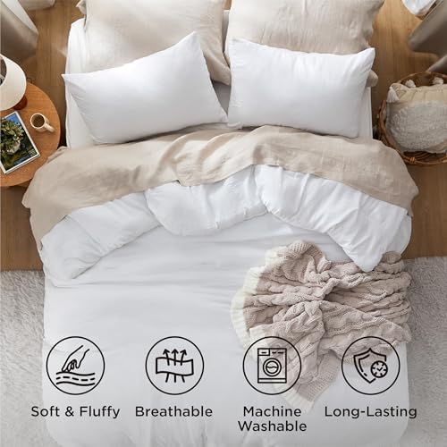 Bedsure Comforter Set Full Prewashed Soft Bedding Set 3Pcs White 82"x86" - Image 4