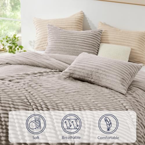 EXQ Home Fluffy Comforter Set Full Size, 3 Pieces Bed Set - Image 6