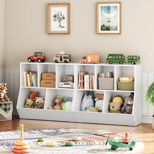 HOOBRO Kids Bookshelf, Bookcase Footboard, 31.5" L Toy Storage Cubby, - Image 4
