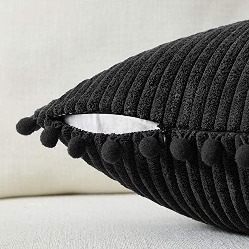 Fancy Homi Pack of 2 Black Lumbar Decorative Throw Pillow Covers - Image 3