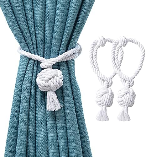 2 Pack White Curtain Tiebacks Outdoor Decorative Rope Drapes Holdbacks Tie Back by JQWUPUP