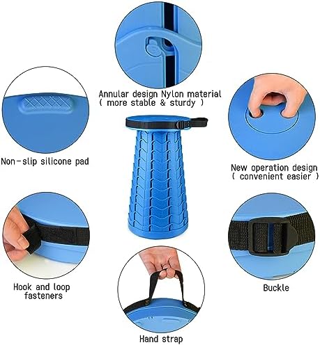 Collapsible Stool Blue, Portable Folding Chair - Image 3
