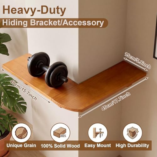 2 Set Wood Floating Corner Shelves L-Shaped Wrap Around Wall Mounted Display - Image 2