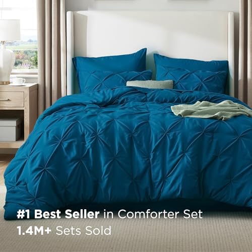 Bedsure 7-Piece King Size Comforter Set & Sheets, Teal King Bedding - Image 5